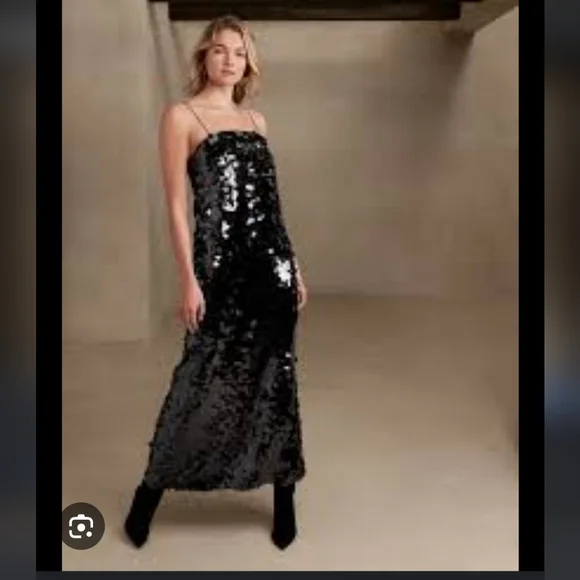 Banana Republic Teia Sequin Maxi Dress. Size 18. BLACK. - Picture 3 of 14